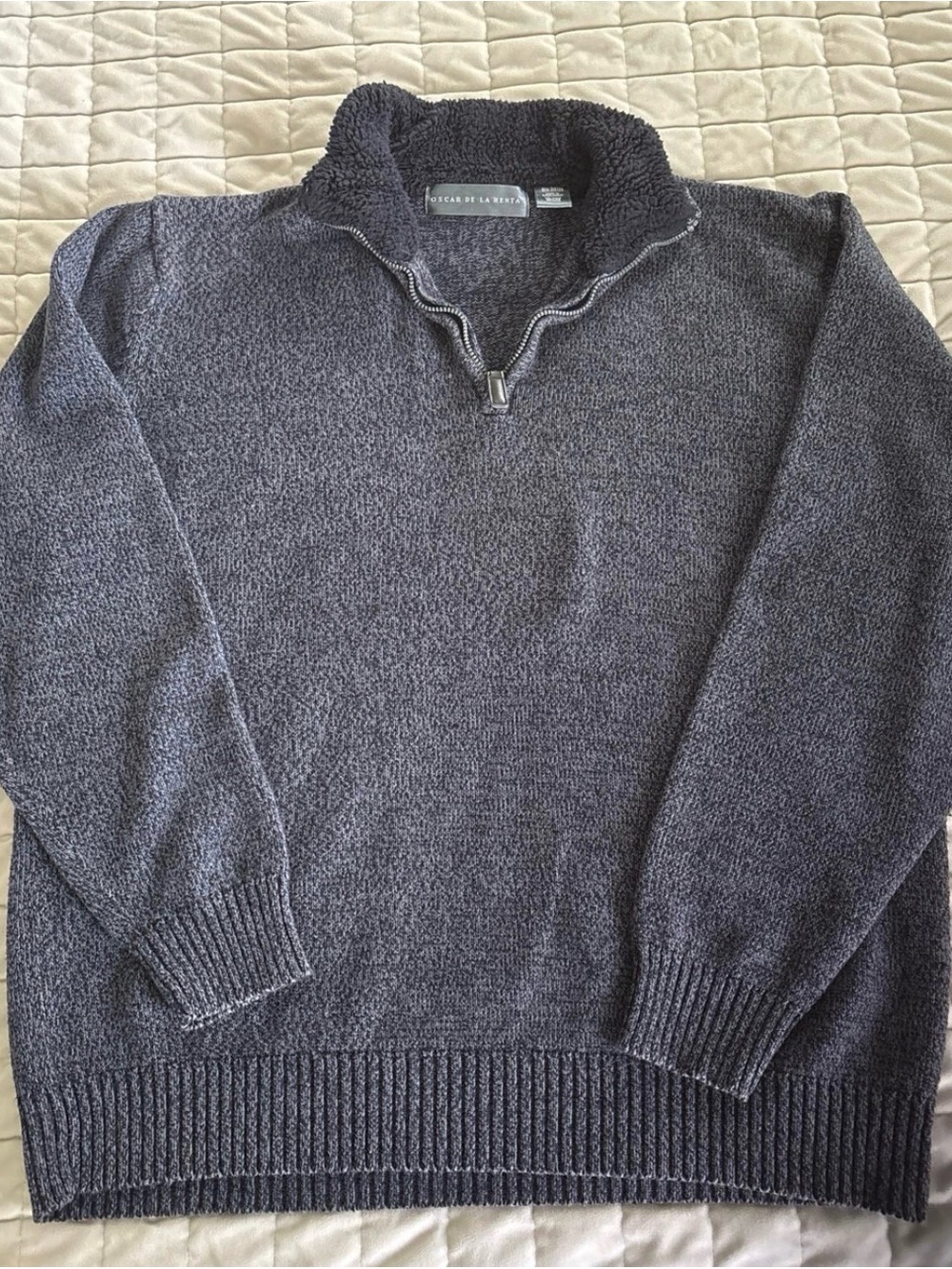 Oscar de la Renta Men's Zip-Up Sweater in Dark Gray